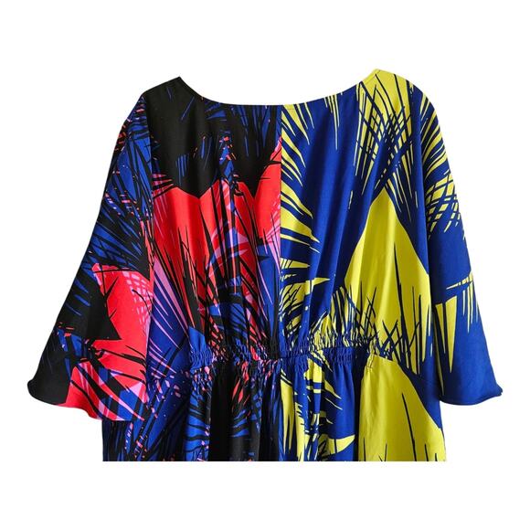 LANE BRYANT Women Plus 22 24 Dress Cover Up V-Neck Tropical Multicolor Quick Dry - Picture 5 of 8